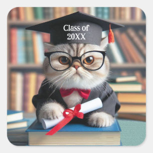 'Cat'titude Graduate Square Sticker