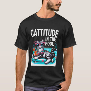 Cattitude im Pool Katzen Schwimmen Schwimmcoach Sc T-Shirt