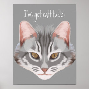 Cattitude (mit Text) Druck Poster