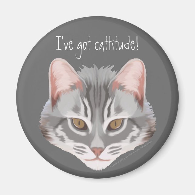 Cattitude (mit Text) Magnet (Vorne)