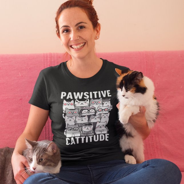 Cattitude optimistic cat humor T-Shirt (Von Creator hochgeladen)
