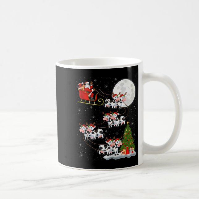 Cattle Cow Santa Sleigh Flying Funny Magical Chris Kaffeetasse (Rechts)