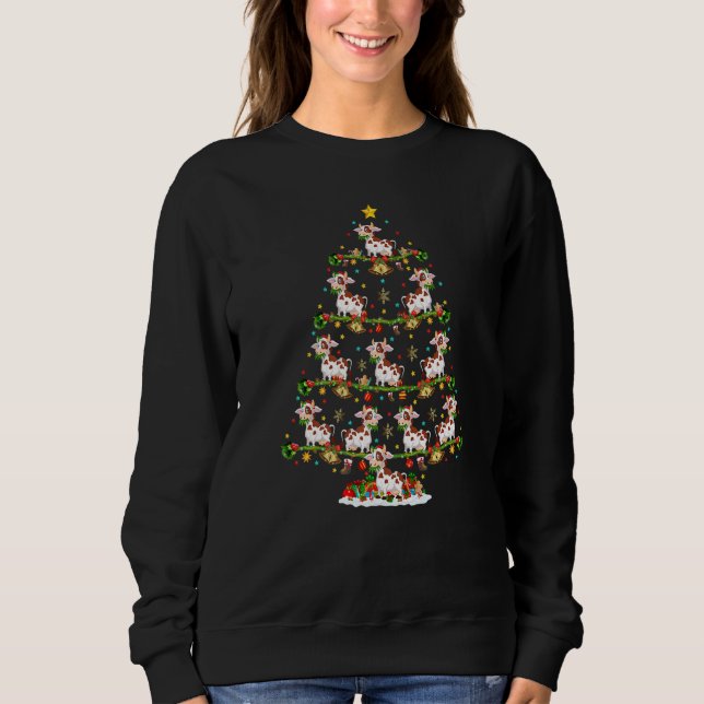 Cattle  Lights Xmas Santa Cattle Christmas Tree Sweatshirt (Vorderseite)