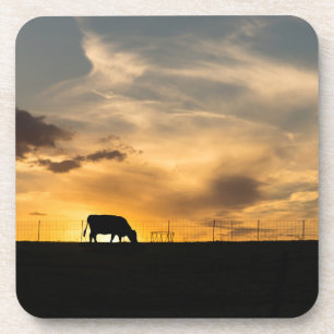 Cattle Sunset Silhouette Getränkeuntersetzer