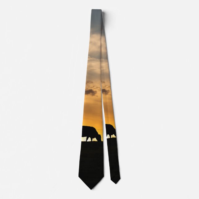 Cattle Sunset Silhouette Neck Tie Krawatte (Vorderseite)