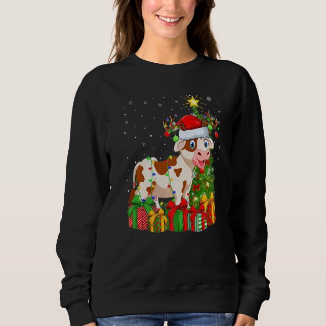 Cattle  Xmas Holiday Santa Cattle Christmas Tree Sweatshirt (Vorderseite)