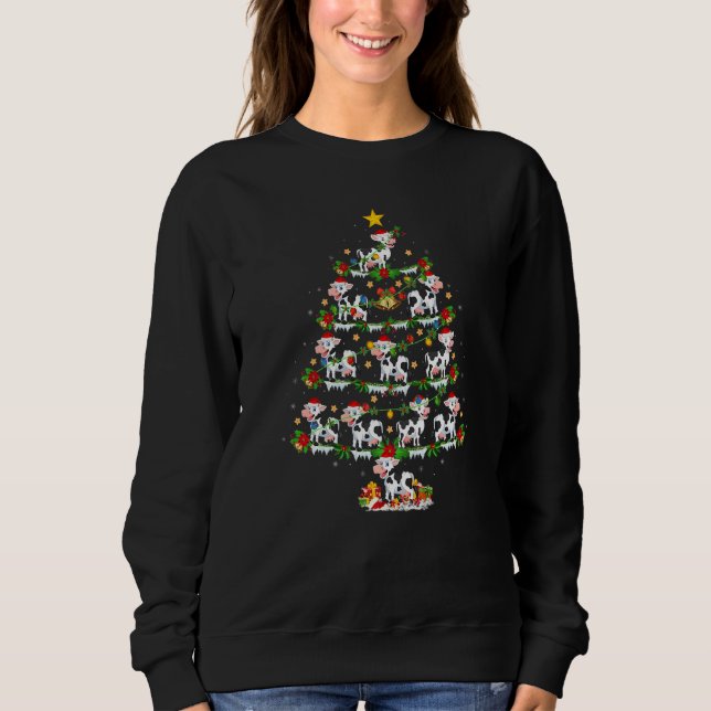 Cattle  Xmas Lights Cattle Christmas Tree Sweatshirt (Vorderseite)