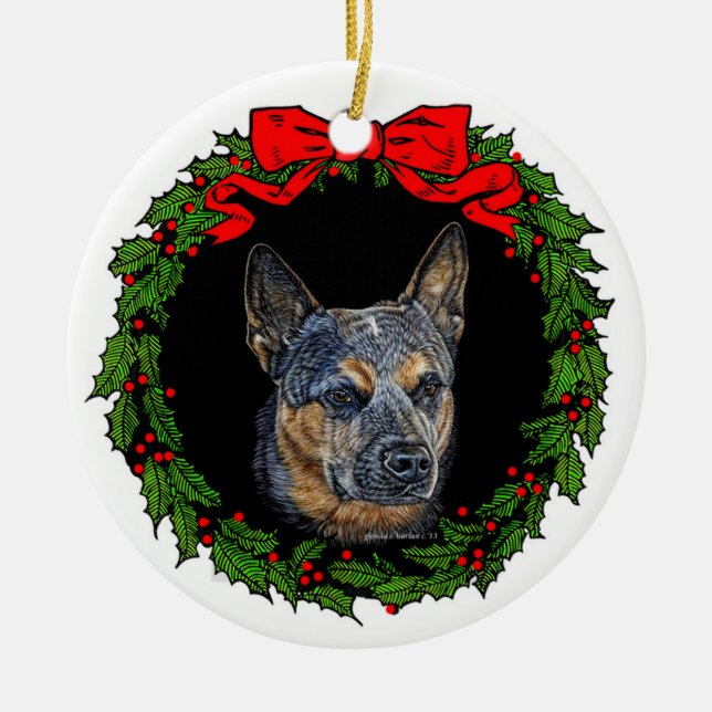 Cattledog Art von Glenda S. Harlan Keramik Ornament (Vorne)