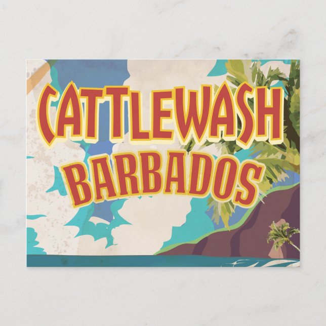 Cattlewash Beach Barbados Reiseplakat. Postkarte (Vorderseite)