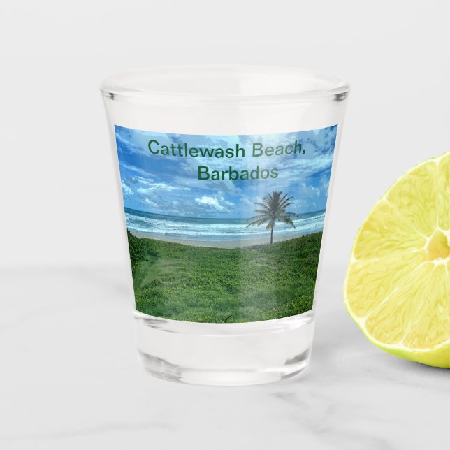 Cattlewash Beach, Barbados Schnapsglas (Vorderseite)
