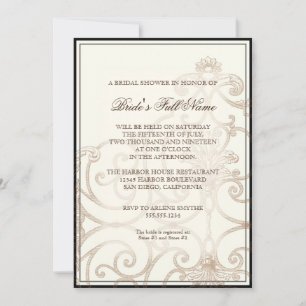 Cattleya Orchid Cream Black - Blumen Brautparty Einladung