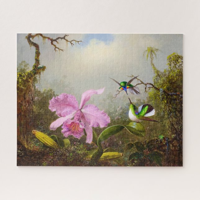 Cattleya Orchid mit zwei brasilianischen Hummingbi Puzzle (Horizontal)