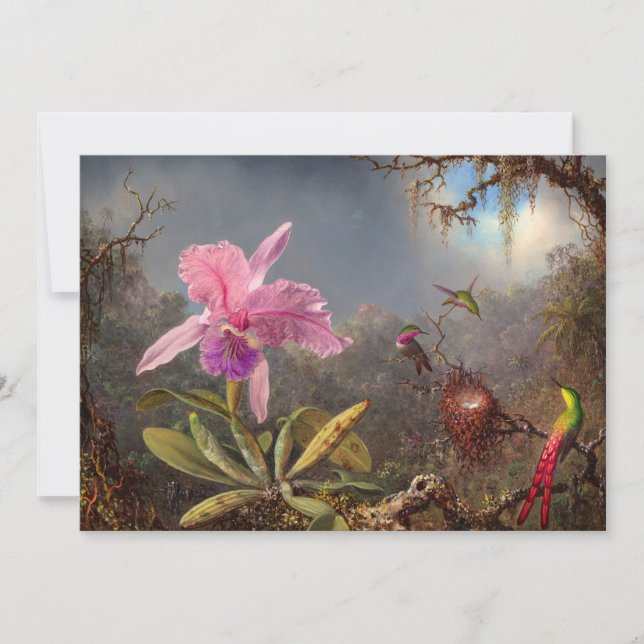 Cattleya Orchid und Three Hummingbirds by Heade Einladung (Vorderseite)