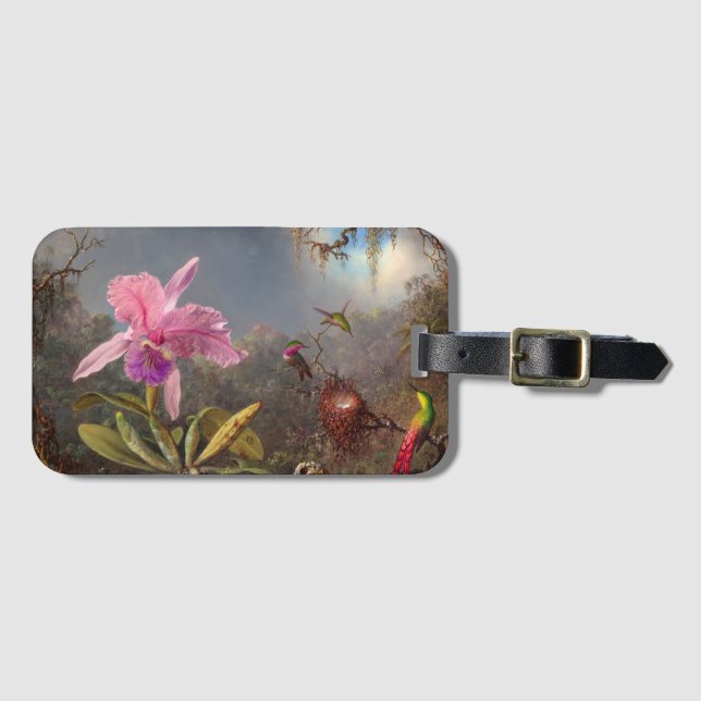 Cattleya Orchid und Three Hummingbirds by Heade Gepäckanhänger (Vorderseite (Horizontal))