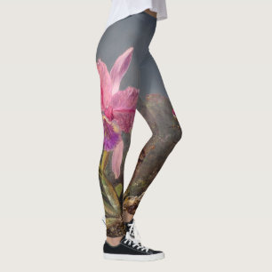 Cattleya Orchid und Three Hummingbirds by Heade Leggings