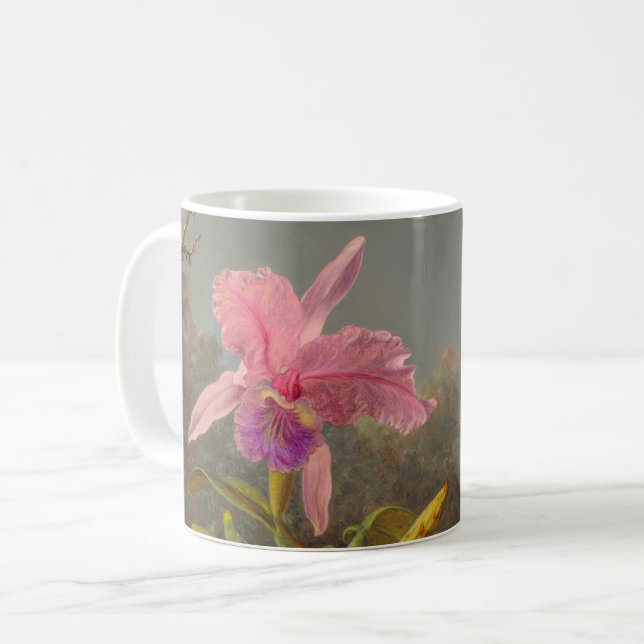 Cattleya Orchid und Three Hummingbirds Heade Kaffeetasse (Vorderseite Links)