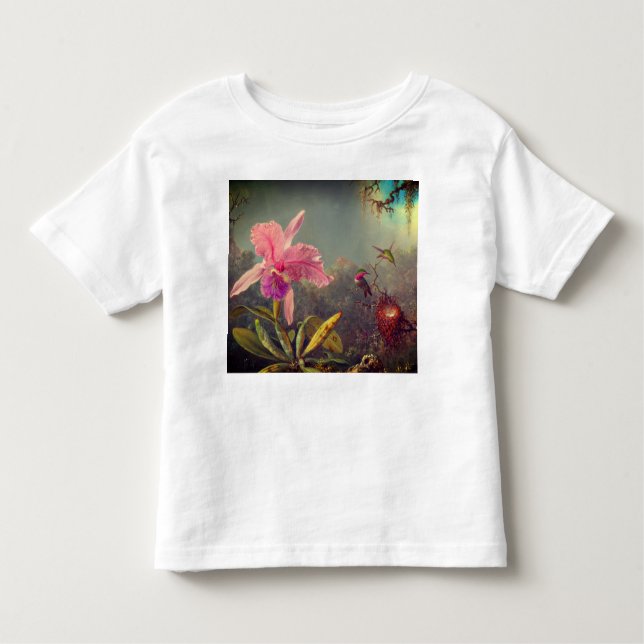 Cattleya Orchid und Three Hummingbirds Heade Kleinkind T-shirt (Vorderseite)