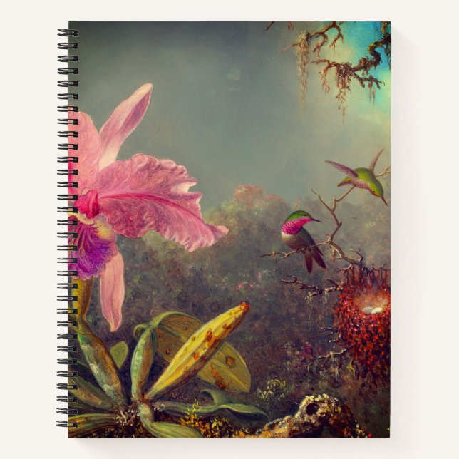 Cattleya Orchid und Three Hummingbirds Heade Notizbuch (Vorderseite)