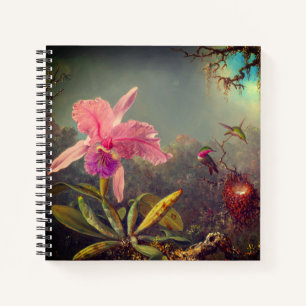 Cattleya Orchid und Three Hummingbirds Heade Notizbuch