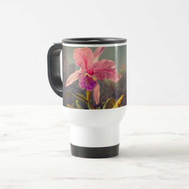 Cattleya Orchid und Three Hummingbirds Heade Reisebecher (Vorderseite Links)