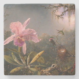 Cattleya Orchid und Three Hummingbirds (Heade) Steinuntersetzer