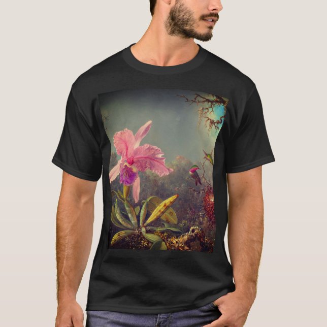 Cattleya Orchid und Three Hummingbirds Heade T-Shirt (Vorderseite)