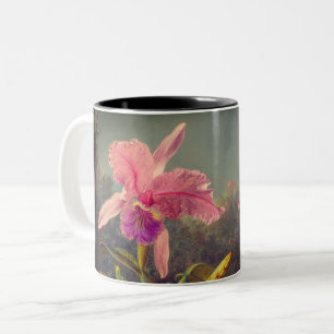 Cattleya Orchid und Three Hummingbirds Heade Zweifarbige Tasse