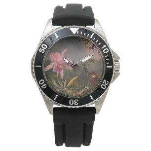 Cattleya-Orchidee und drei Kolibris (Heade) Armbanduhr