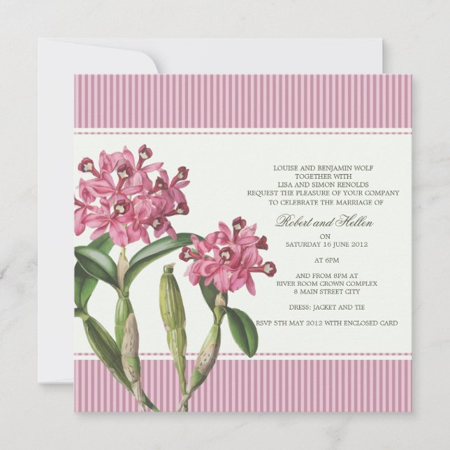 Cattleya Pink Orchid Hochzeit Einladung (Vorderseite)