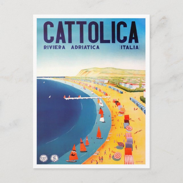Cattolica Italien Jahrgang Reise Postkarte (Vorderseite)