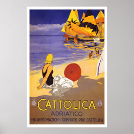 "Cattolica" Vintages italienisches Reiseplakat Poster