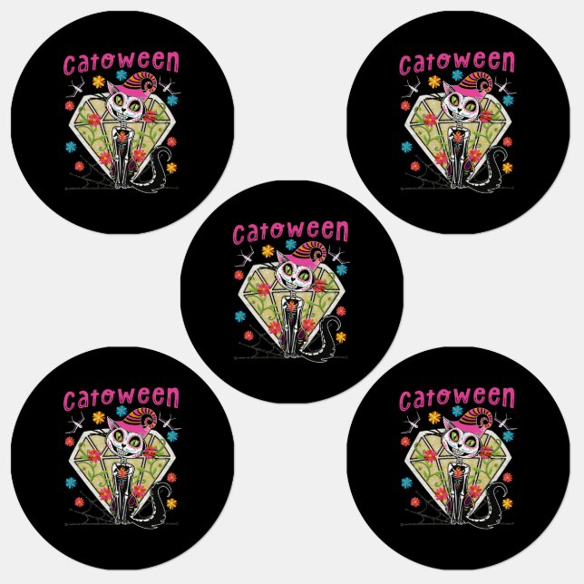 Cattoween Halloween Etiketten (Gruppe)