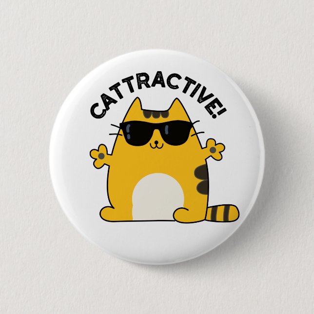 Cattraktiver, sonniger, attraktiver Cat Pub Button (Vorderseite)