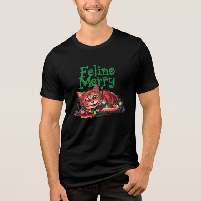 Catty Christmas Chaos Tri-Blend Shirt (Vorderseite)
