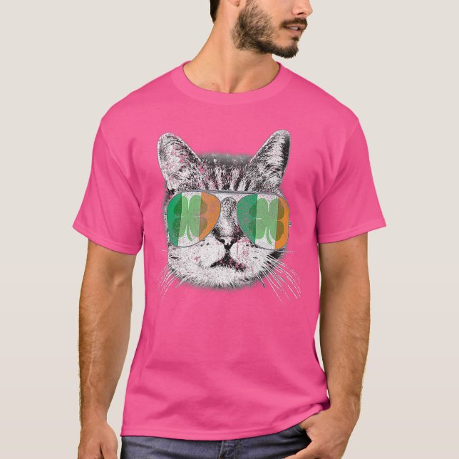Cattys Cat Kleeblatt St Patricks Day Saint Paddys T-Shirt (Vorderseite)