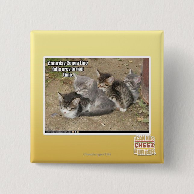 Caturday Conga-Linie Button (Vorderseite)