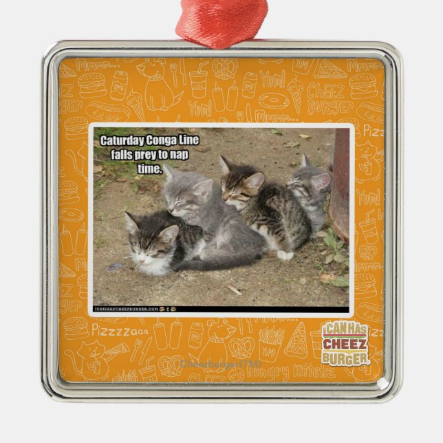 Caturday Conga-Linie Ornament Aus Metall (Vorne)