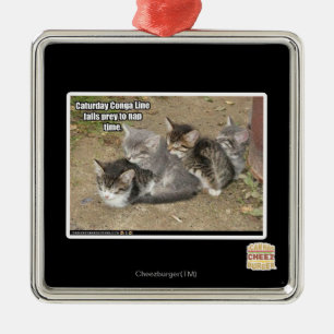 Caturday Conga-Linie Silbernes Ornament