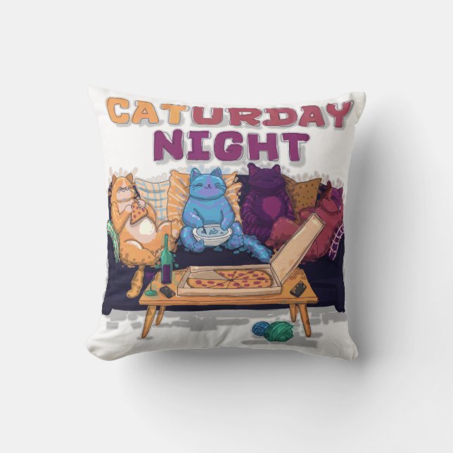 Caturday Night Kissen (Vorderseite)