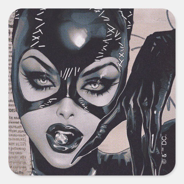 Catwoman #50 Sozomaika Cover Illustration Quadratischer Aufkleber (Vorderseite)