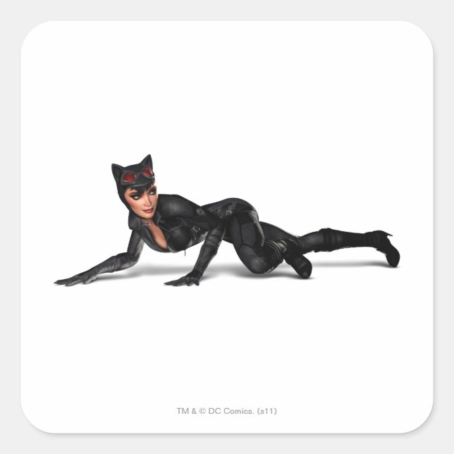 Catwoman Lurking Quadratischer Aufkleber (Vorderseite)