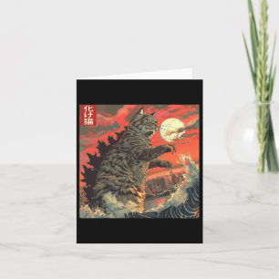 Catzilla Angriff Japan Funny Cute Cat Anime Styl Karte