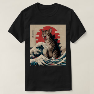 Catzilla Art Japanese Wave Cat Lovers T-Shirt