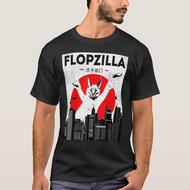 Catzilla big floppa meme Flopzilla Caracal Cat T-Shirt (Vorderseite)