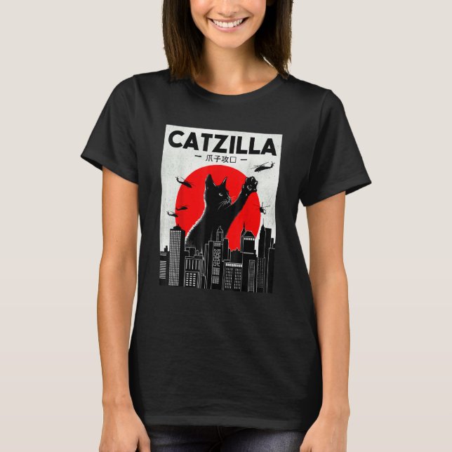 Catzilla Ca Katze Katze T-Shirt (Vorderseite)