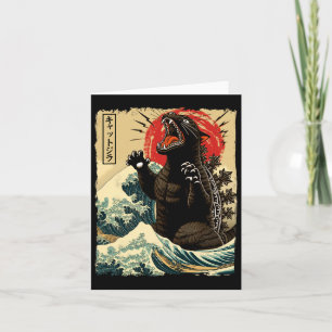 Catzilla Cat Art Funny Cat Japanisch für Männer Fr Karte