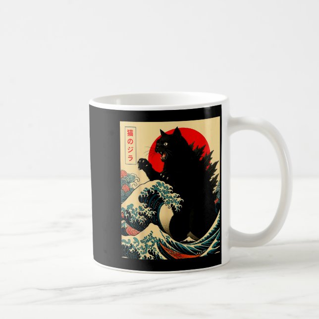 Catzilla Cat Japanese Art Funny For Men Women Boy  Kaffeetasse (Rechts)