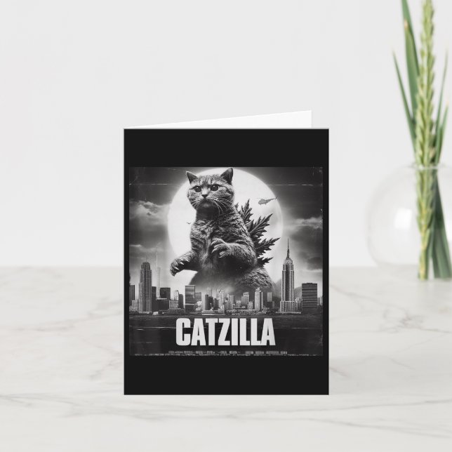 Catzilla Cat Japanese Art Funny Karte (Vorderseite)