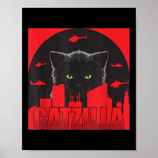 Catzilla Cat Japanese Cat Funny Catzilla Poster (Vorne)