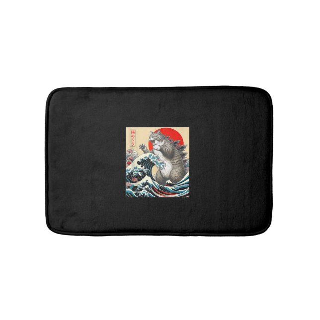 Catzilla Cat Japanisch Kunst Funny Cat Geschenke f Badematte (Vorderseite)